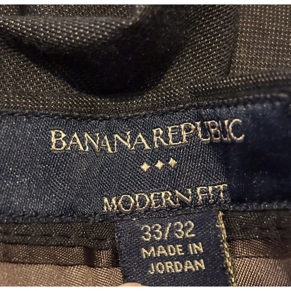 Banana Republic Mens 34x30.5 (Act.) Brown Dot Modern Fit Flat Front Pants Slacks